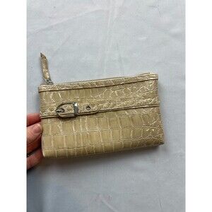 Modella Beige Faux Crocodile‎ Skin Clutch Wristlet Wallet